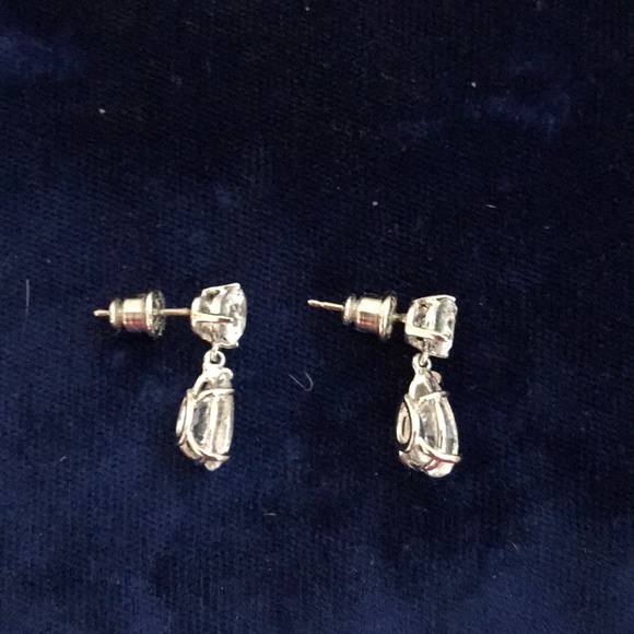 Pear and Round Cut Faux Diamond Drop Earrings - Picture 4 of 6
